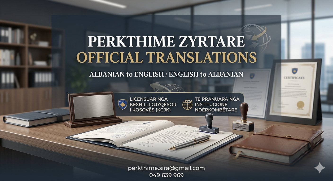 Përkthime Zyrtare dhe Profesionale (Shqip – Anglisht – Shqip)
